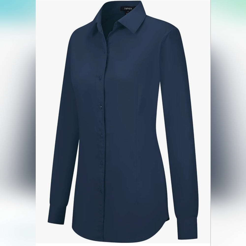 Tapata Classic Button-Down Blouse Formal Work Dress Fitted Shirts Collar. Sz XL
